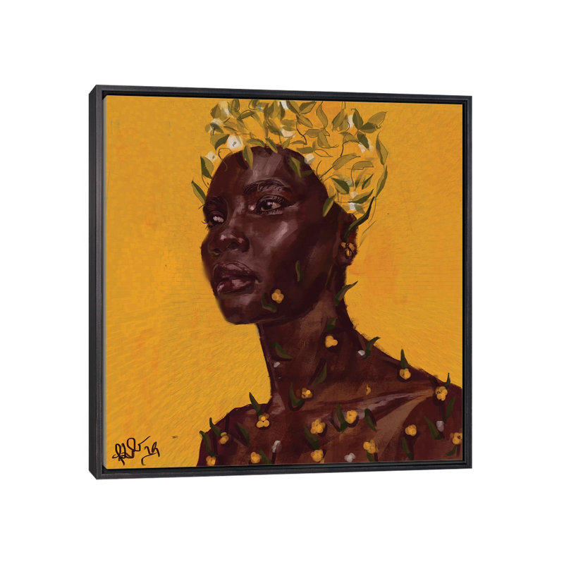 Sprout par Adekunle Adeleke-reproduction d’art, Pas de tapis, H 18 po x l 18 po x 1,5 po, Toile avec cadre noir patiné