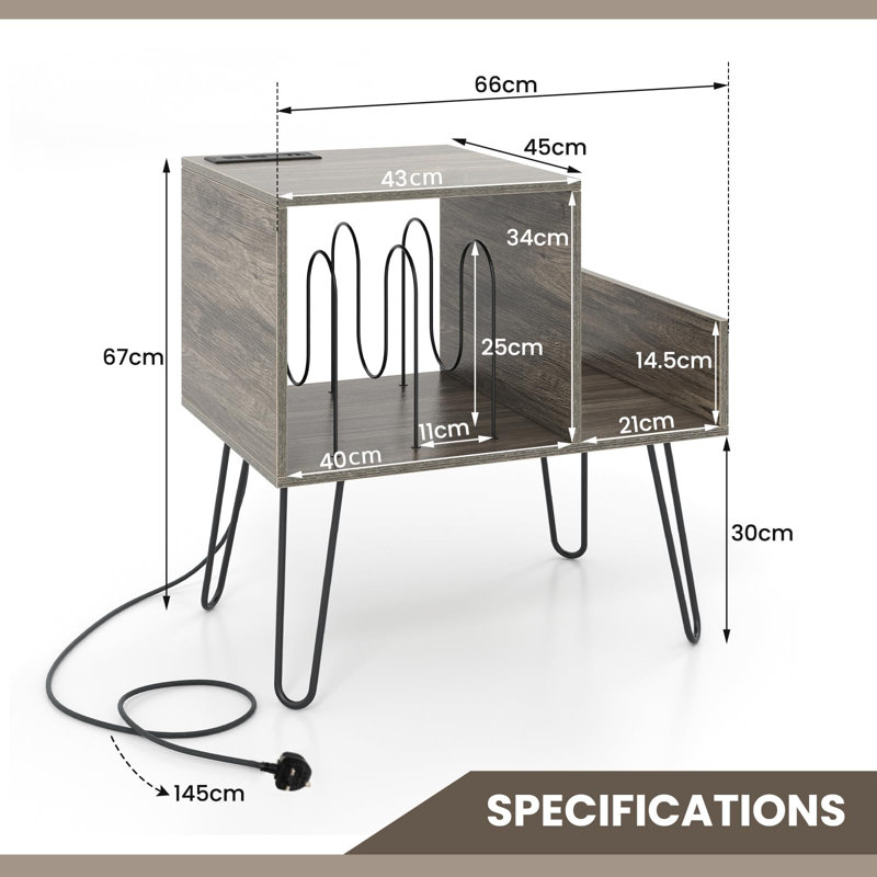 Campbelltown Engineered Wood Free Standing Magazine Rack