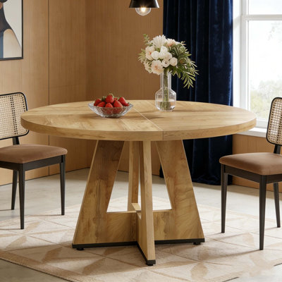 Wooden Round Dining Table Farmhouse Kitchen Dinner Table for 4