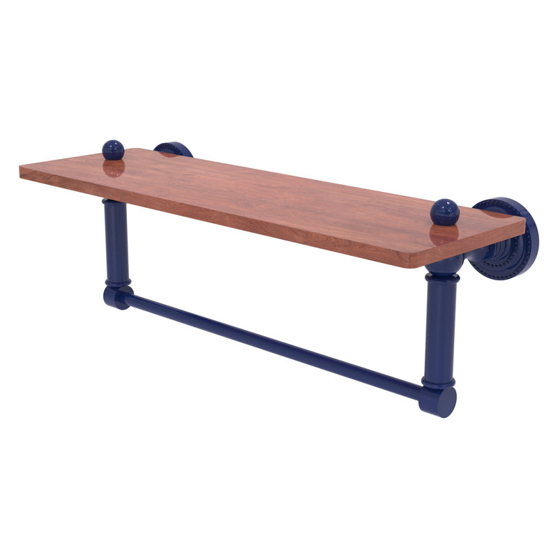 Tablette flottante en métal avec barre à serviettes Dottingham, H 5 po x l 16 po x P 5 po, Bleu méditerranéen