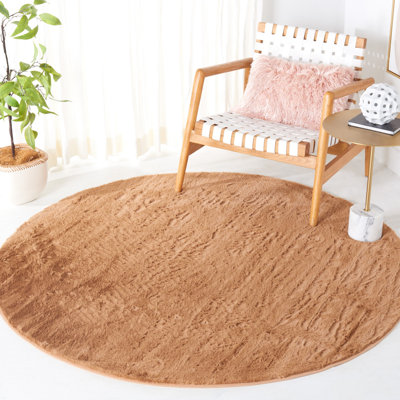 Faux Rabbit Fur Performance Machine Washable Solid Color Rug