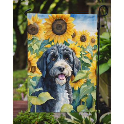 Irish Wolfhound in Sunflowers Garden Flag