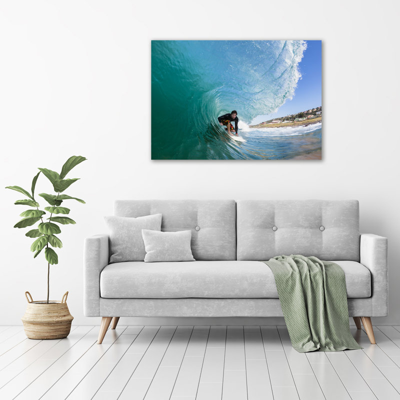 Surfer On The Wave - No Frame Print on Glass
