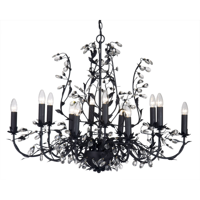 Clemmer 12 - Light Candle Style Chandelier, Black