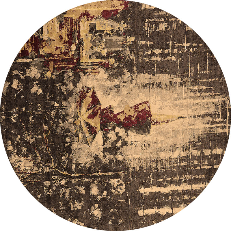 Tapis brun Cykana Mid-Century Modern 2774, Rond 8 pi