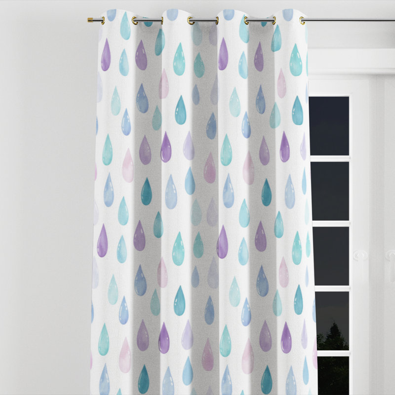 Rideaux de fenêtre Kids Raindrops - rideau à oeillets Minimal Pastel, L 52 po x L 95 po, Œillets dorés