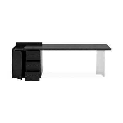 Black Rectangular Manufactured Wood + Acrylic with 3 drawers desk