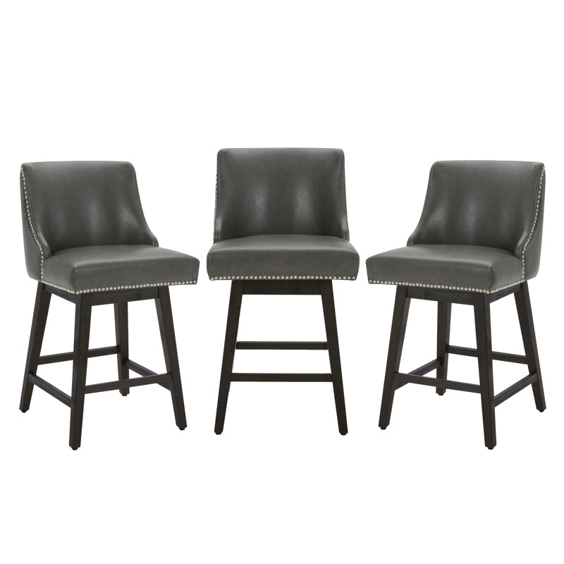 Arvelle Swivel Upholstered Counter Stool, Retro Gray