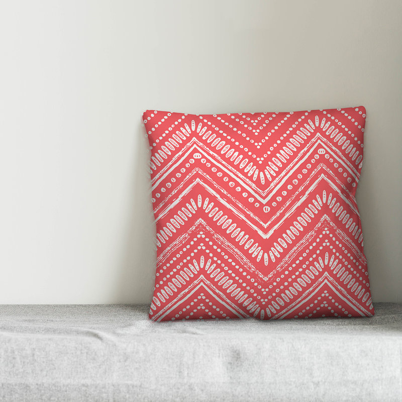 Coussin extérieur circulaire, 20 po x 20 po, Pas de bourre, Rouge brique / blanc