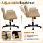 Chaise de bureau à pieds croisés avec accoudoirs réglables, siège rembourré large et coussin lombaire - Chaise pivotante en similicuir avec roulettes-1291052626