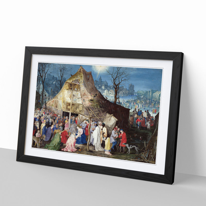 The Adoration of the Kings by Pieter Bruegel the Elder - Picture Frame Painting, 48cm H x 65cm W x 2cm D, Black