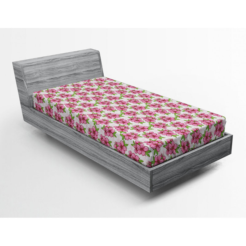 Microfiber Floral Fitted Sheet, Twin Fitted Sheet