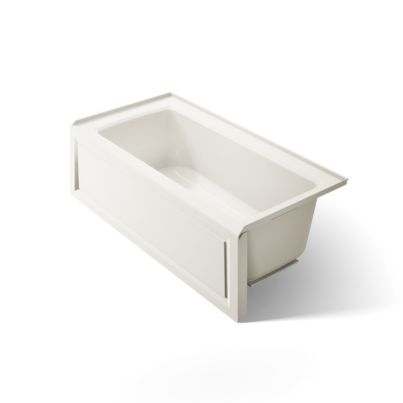 Archer® Alcove Bath with Bask Heated Surface, Integral Apron, Tile Flange, Biscuit, Right