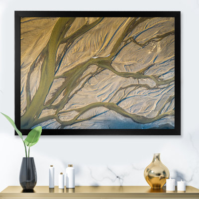 " Aerial Drone View Of A Meandering Riverbed " Painting Print
