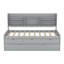 Lit simple en bois avec tablettes de rangement intégrées, 3 compartiments de rangement et gigogne en gris-1955730889