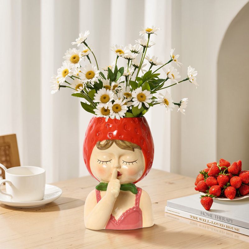 Grand vase sculpture en céramique Lady Strawberries