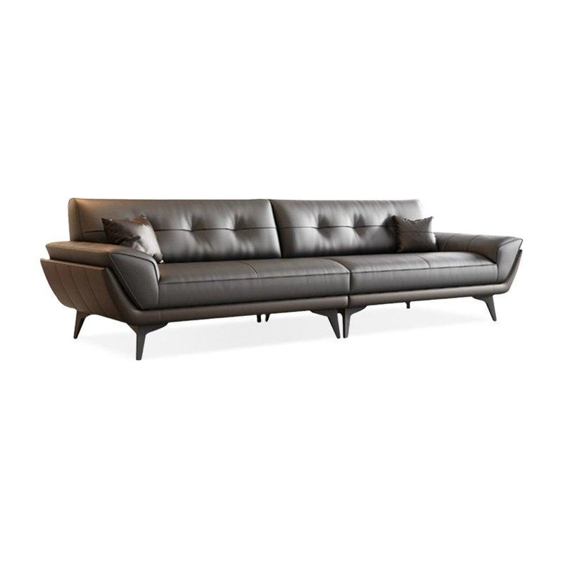 Coussin de canapé modulaire en cuir véritable noir, H 33,46 po x l 102,36 po x P 34,65 po, 3