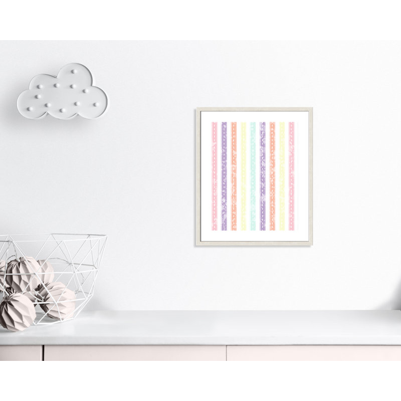 Adhésif décoratif Whimsical Stripe, H 25,5 po x l 21,5 po x P 1,1875 po, Encadré de boîte à grain de bois blanc