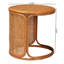 Table de bout bohème en rotin avec tissage géométrique et plateau rond