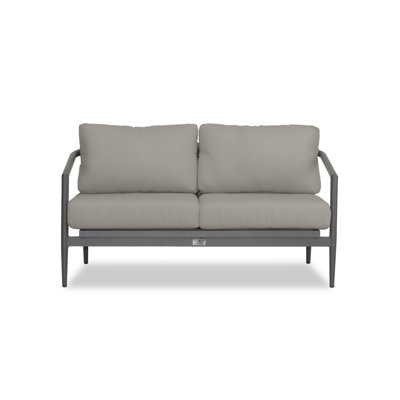 Delaine 56.5'' Wide Straight Powder Coated Aluminum Loveseat with Cushions