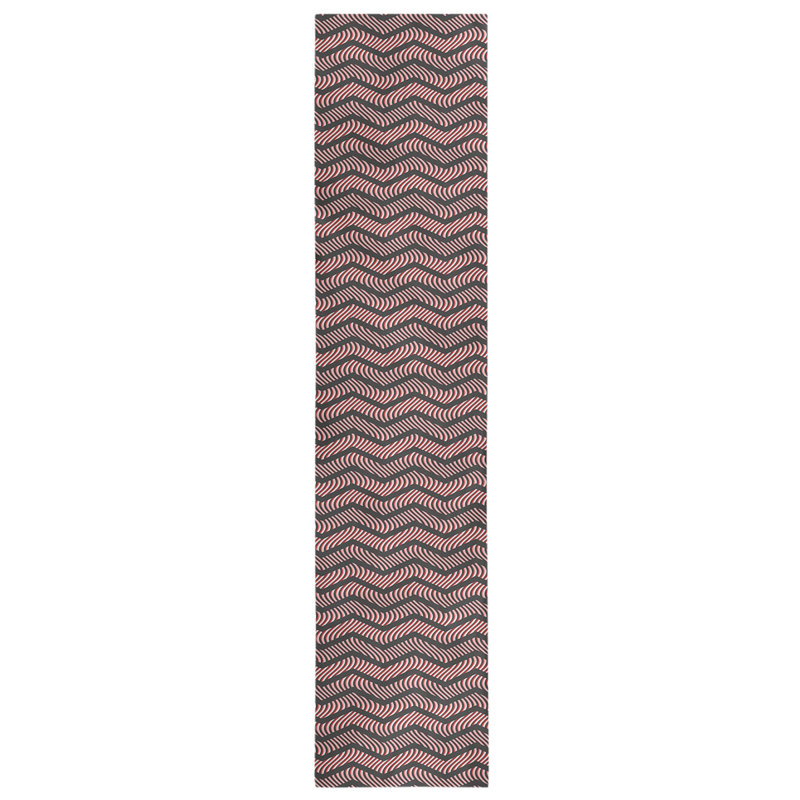 Stephenie Wavy Chevrons Table Runner, 16" x 90", Black/ Red