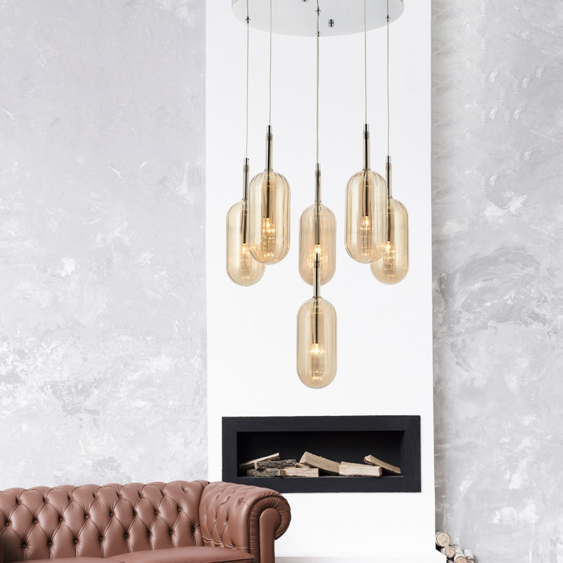 Luminaire suspendu en grappe à 6 lumières