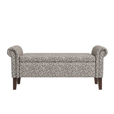 Storage With Firm Support - Cover, Spacious Storage, Frame Stylish 100% Floral Upholstery, Rolled Arms, Hinged Top For