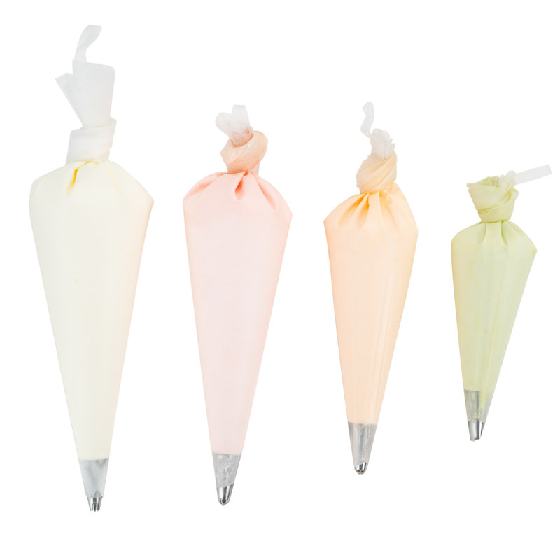 Ensemble de 4 sacs à glaçons réutilisables - ensemble de sacs à pâtisserie réutilisables en silicone blanc, anti-éclatement, décoration de gâteaux, de petits gâteaux, de macarons ou de biscuits