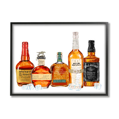 " Whiskey Bottles & Ice Cubes "