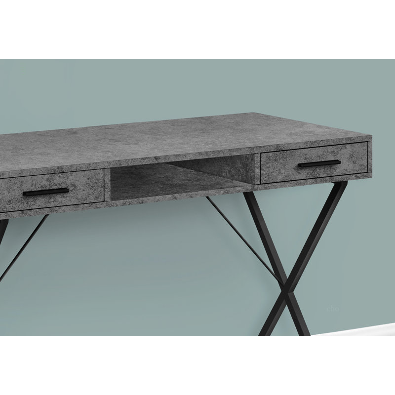 Bureau d'ordinateur, bureau personnel, ordinateur portable, installation à gauche, à droite, tiroirs de rangement, L 42 po, travail, stratifié, métal, contemporain, moderne