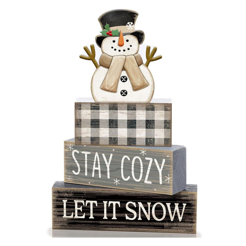 Ensemble de 4 panneaux décoratifs en forme de bonhomme de neige