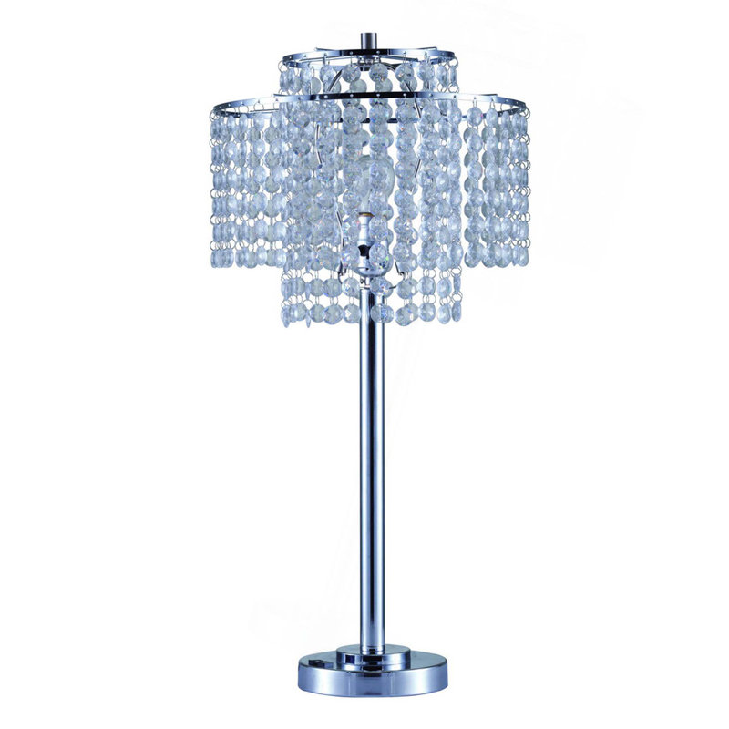 26" Tall" Holly Glam" 2-Tiered Table Lamp With Charging And Usb Port