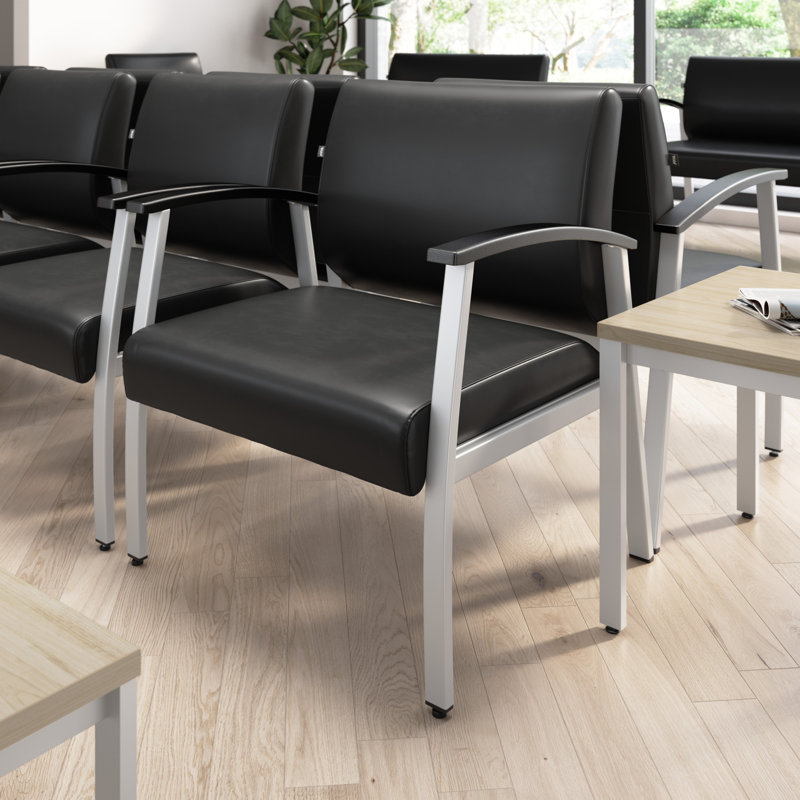 Black Vinyl Bariatric Waiting Room Chair with Metal Frame