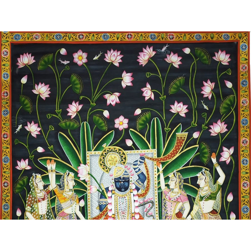 Shrinathji avec Gopis Pichhwai, peinture | Art Pichhwai | Par Dheeraj Munot