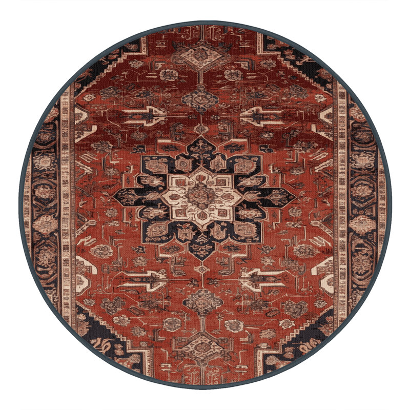 Tapis brun lavable à la machine, Rond 4 pi