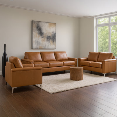 Bayerl Leather Sofa, Loveseat And Chair Set