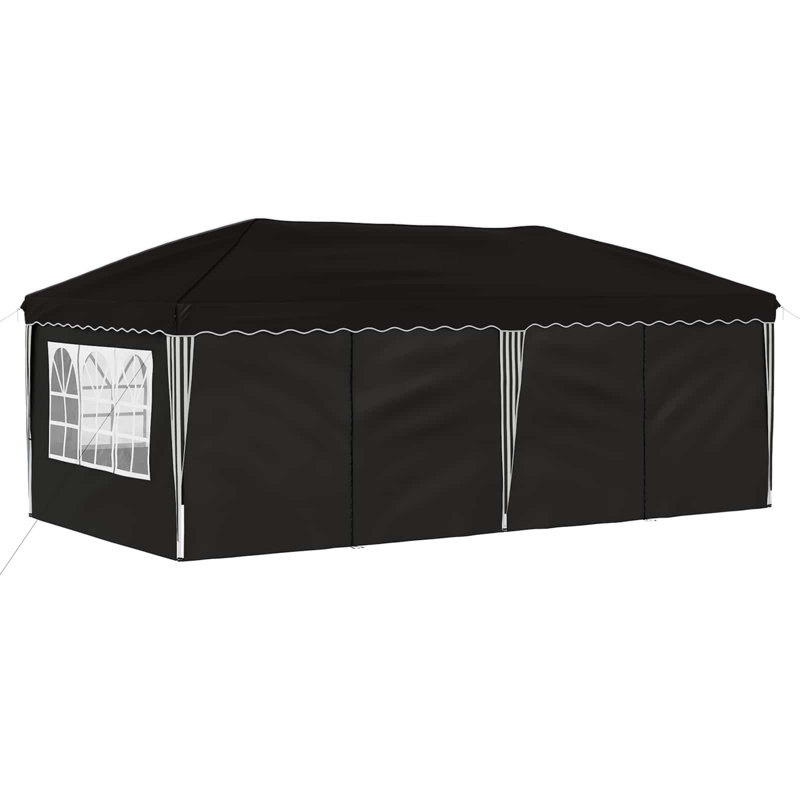 Vidaxl Pop-Up Party Tent 210D Oxford With Sliver Coating Event Shelter Gazebo, Black