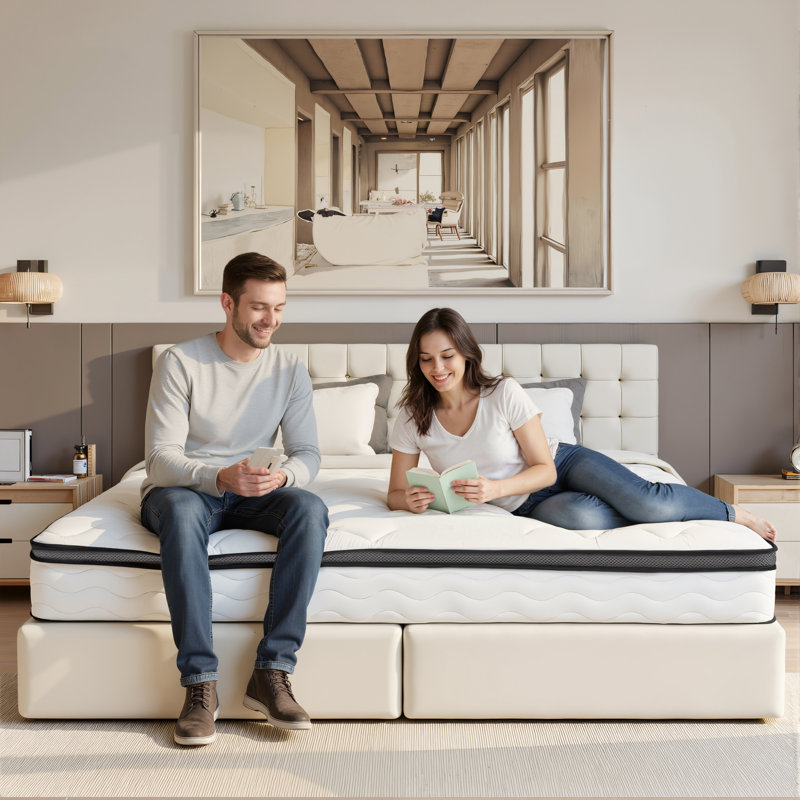 Grand matelas hybride avec ressorts ensachés pour un soutien confortable, 10", Grand lit