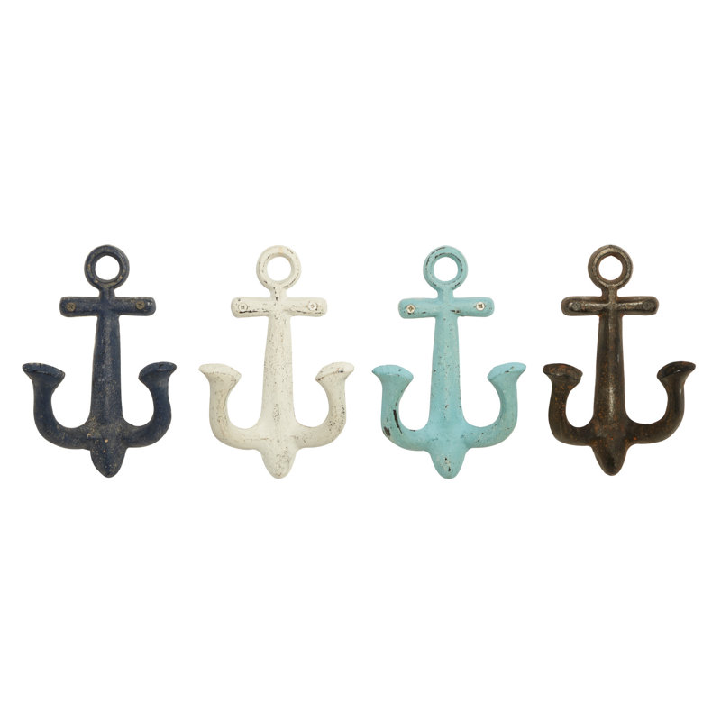 Yurig Metal Single Hanger Anchor Multi Colored Wall Hook Set
