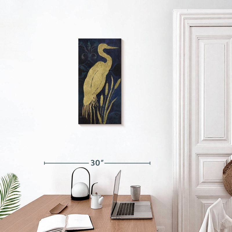 Aigrette sur indigo I, H 24 po x l 12 po