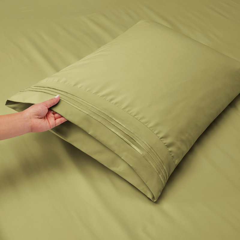 Microfiber Sheet Set, Sage, King Sheet Set + 1 Fitted Sheet + 4 Pillowcases
