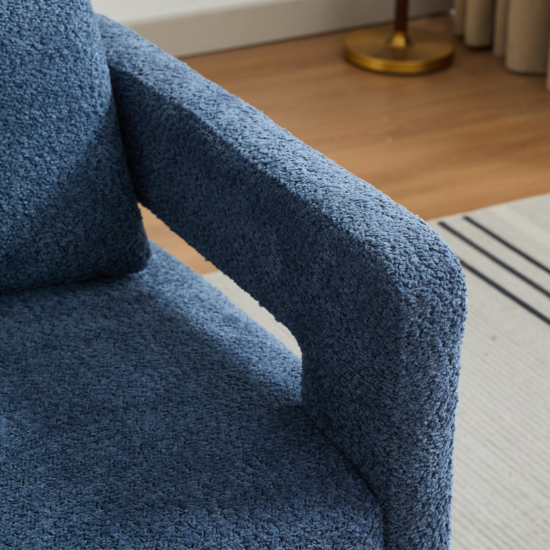 Fauteuil d'appoint pivotant revêtu de tissu bouclé, Marine