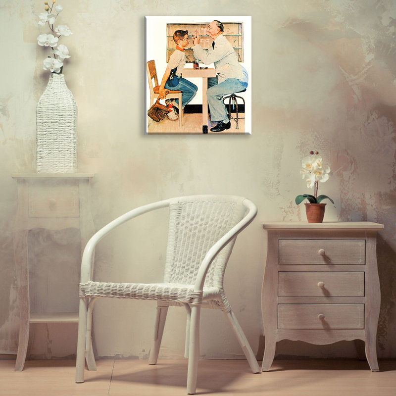 «New Glasses» par Norman Rockwell, toile tendue avec châssis, H 18 po x l 13 po