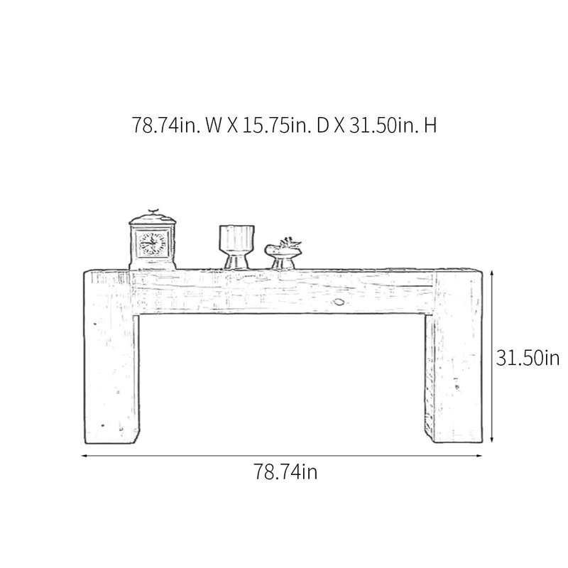 Console Retro Minimalist Art, H 31,5 po x l 78,74 po x P 15,75 po, Noir, noir, noir, noir