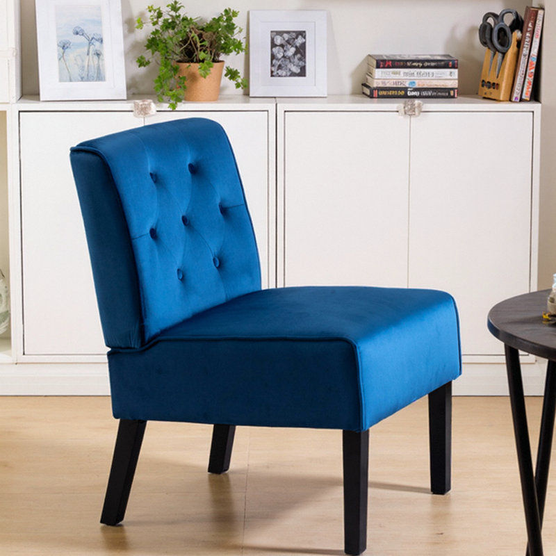 Chaises d'appoint 2 pièces en velours capitonné Reese, Bleu très foncé