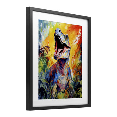 Fierce Roaring T-Rex Framed Print Under Glass, design by Creative Studio