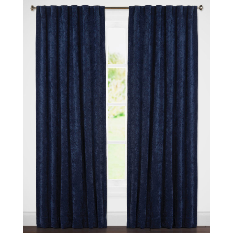Padma Semi Sheer Curtain, Navy Blue