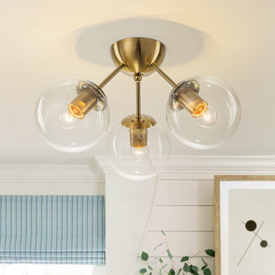 3 - Light Modern Sputnik Glass Globe Semi Flush Mount