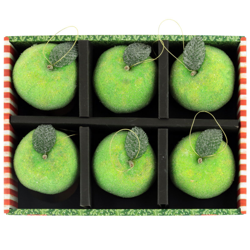 Frosted Green Apple Ornament, 3 Inches