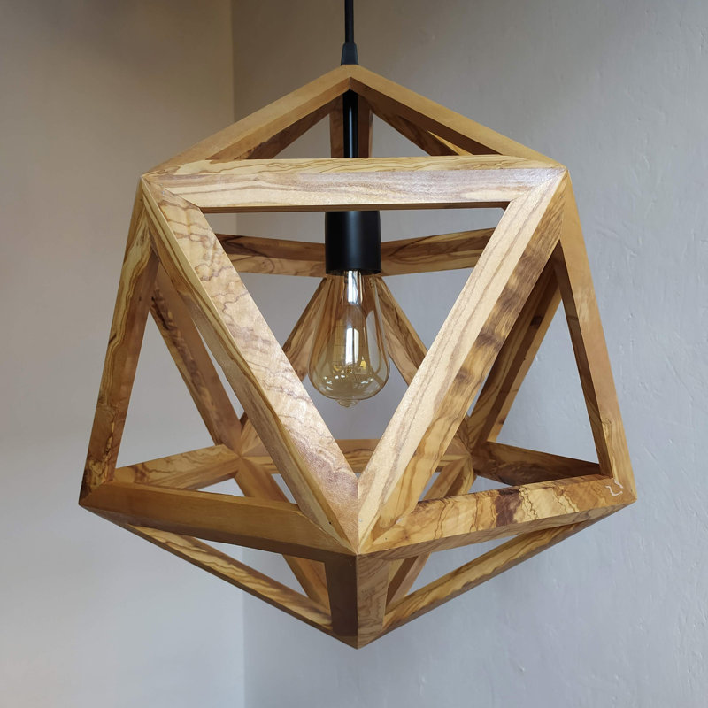 Chetek 1 - Light Oil Geometric Pendant, Natural Wood